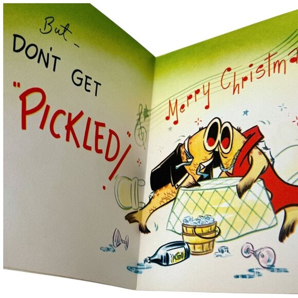 Vintage Christmas Cards Set of 2 Humorous Original 1940s 50s Pinup Retro Crafts - Picture 5 of 7